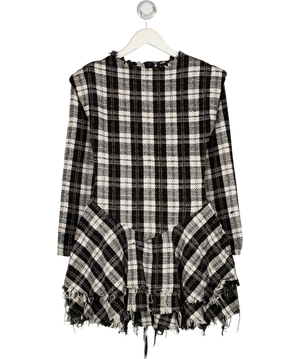 ASOS Black & White Dropped Waist Mini Dress With Distressed Hem UK 6