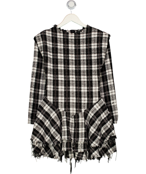 ASOS Black & White Dropped Waist Mini Dress With Distressed Hem UK 6