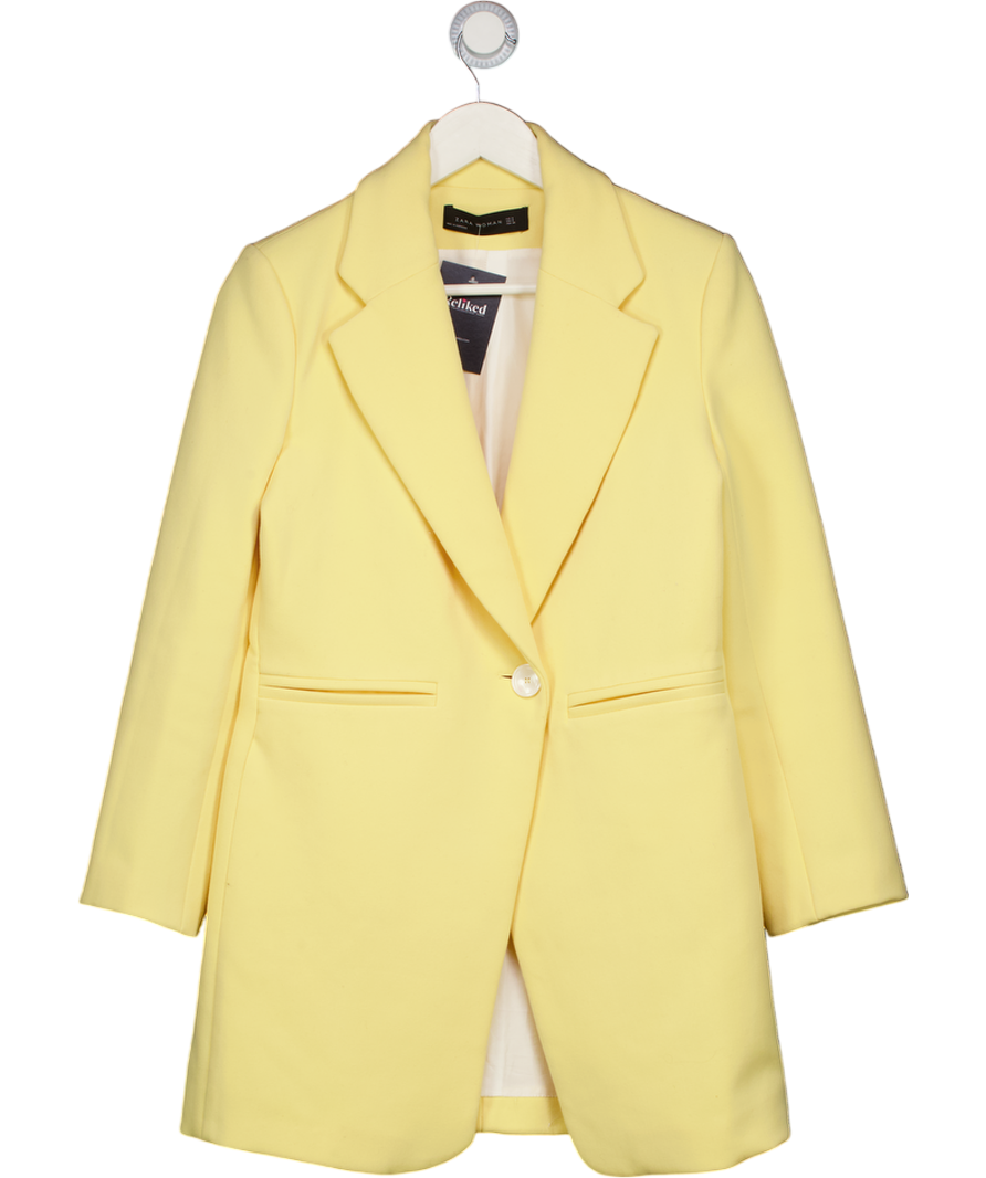 ZARA Lemon Yellow Longline Fitted Blazer UK S