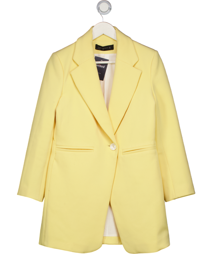 ZARA Lemon Yellow Longline Fitted Blazer UK S