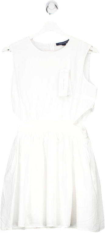 French Connection White Organic Cotton Fit & Flare Dress UK 6