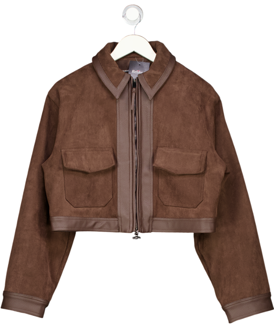 MANIERE DE VOIR Denise Brown Suede & Pebbled Leather Jacket UK 10