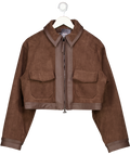 MANIERE DE VOIR Denise Brown Suede & Pebbled Leather Jacket UK 10