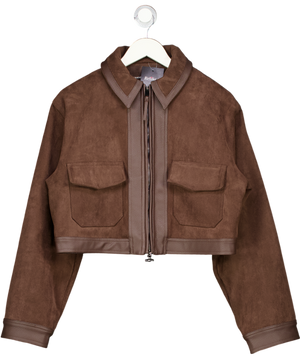 MANIERE DE VOIR Denise Brown Suede & Pebbled Leather Jacket UK 10
