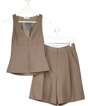 BAYSE 2-piece Mika Shorts And Reeve Halter Waistcoat Top Set - Mink Brown UK XS