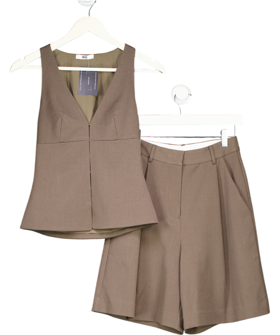 BAYSE 2-piece Mika Shorts And Reeve Halter Waistcoat Top Set - Mink Brown UK XS