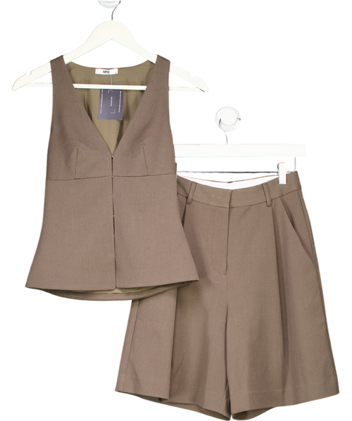BAYSE 2-piece Mika Shorts And Reeve Halter Waistcoat Top Set - Mink Brown UK XS