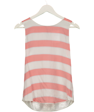 Massimo Dutti White Sleeveless Round Neck Striped Top UK S