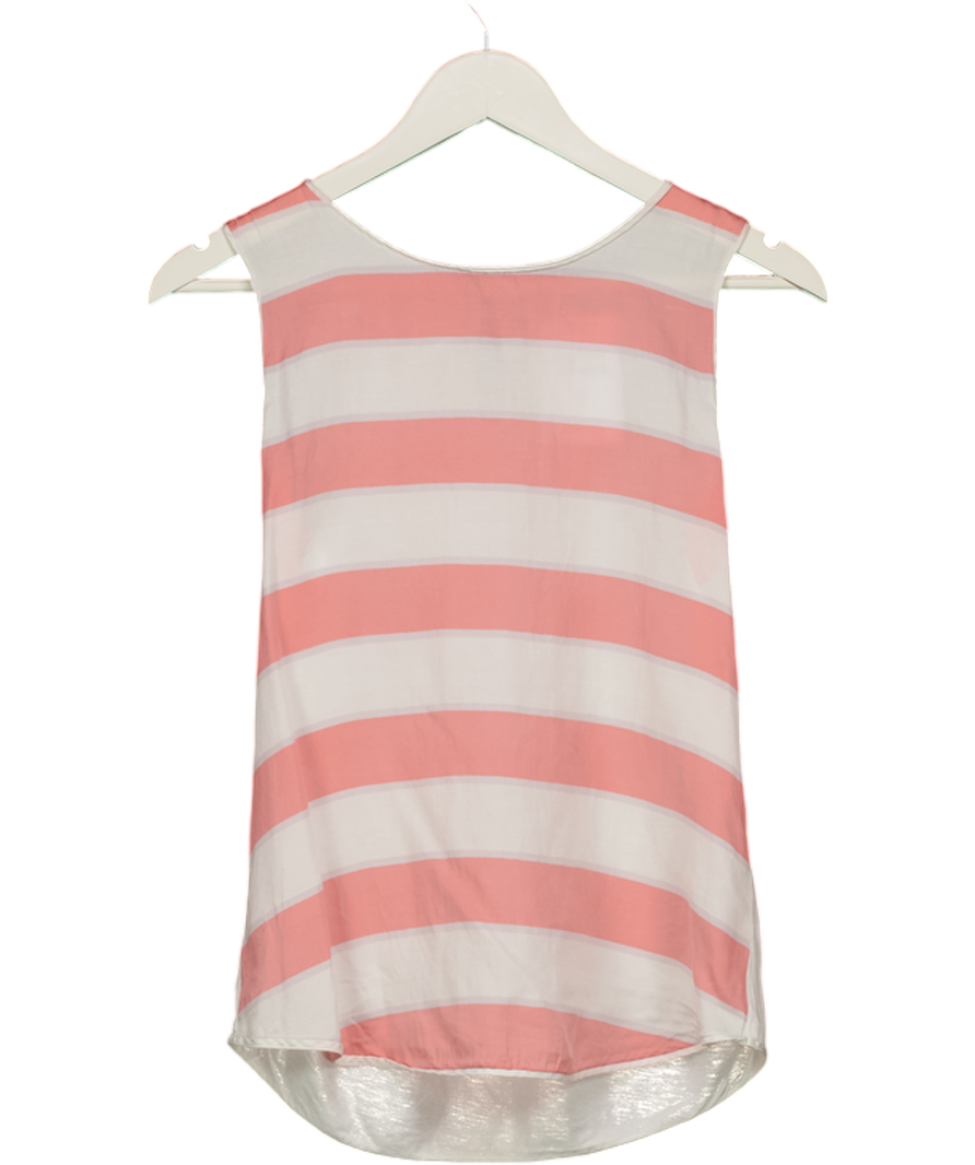 Massimo Dutti White Sleeveless Round Neck Striped Top UK S