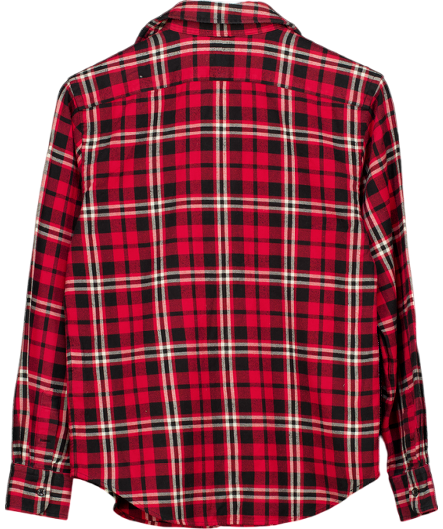 Ralph Lauren Red Embroidered Crest Patch Plaid Classic Fit Cotton Shirt Us6 UK 10