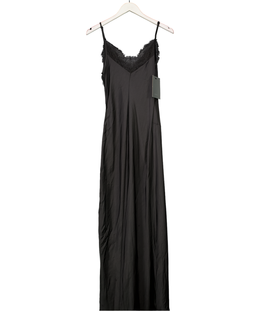 COOSH Black Satin & Lace Slip Maxi Dress UK S