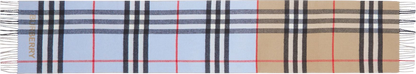 Burberry Classic Beige / Blue Check 100% Cashmere Contrast Check Logo Scarf BNWT
