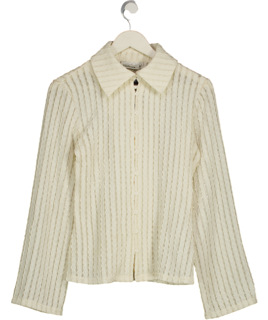 KAREN BY SIMONSEN Cream Lace Long Sleeve Shirt UK S