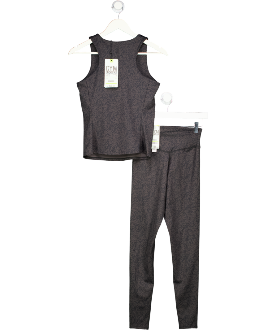 Gym Locker Black Animal Print So Power Vest (xs) And Leggings Set UK XS/S