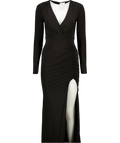 CLUB L Black Wrap Front Maxi Dress With Side Split UK 10