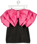 ROTATE BIRGER CHRISTENSEN Black / Pink Natalie Oversized Satin Bow Mini Dress UK 12