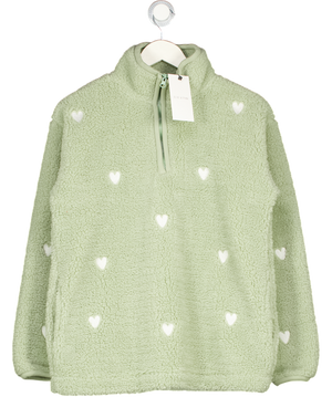 Olive  & Frank Green Heart Embroidered Borg Fleece UK S