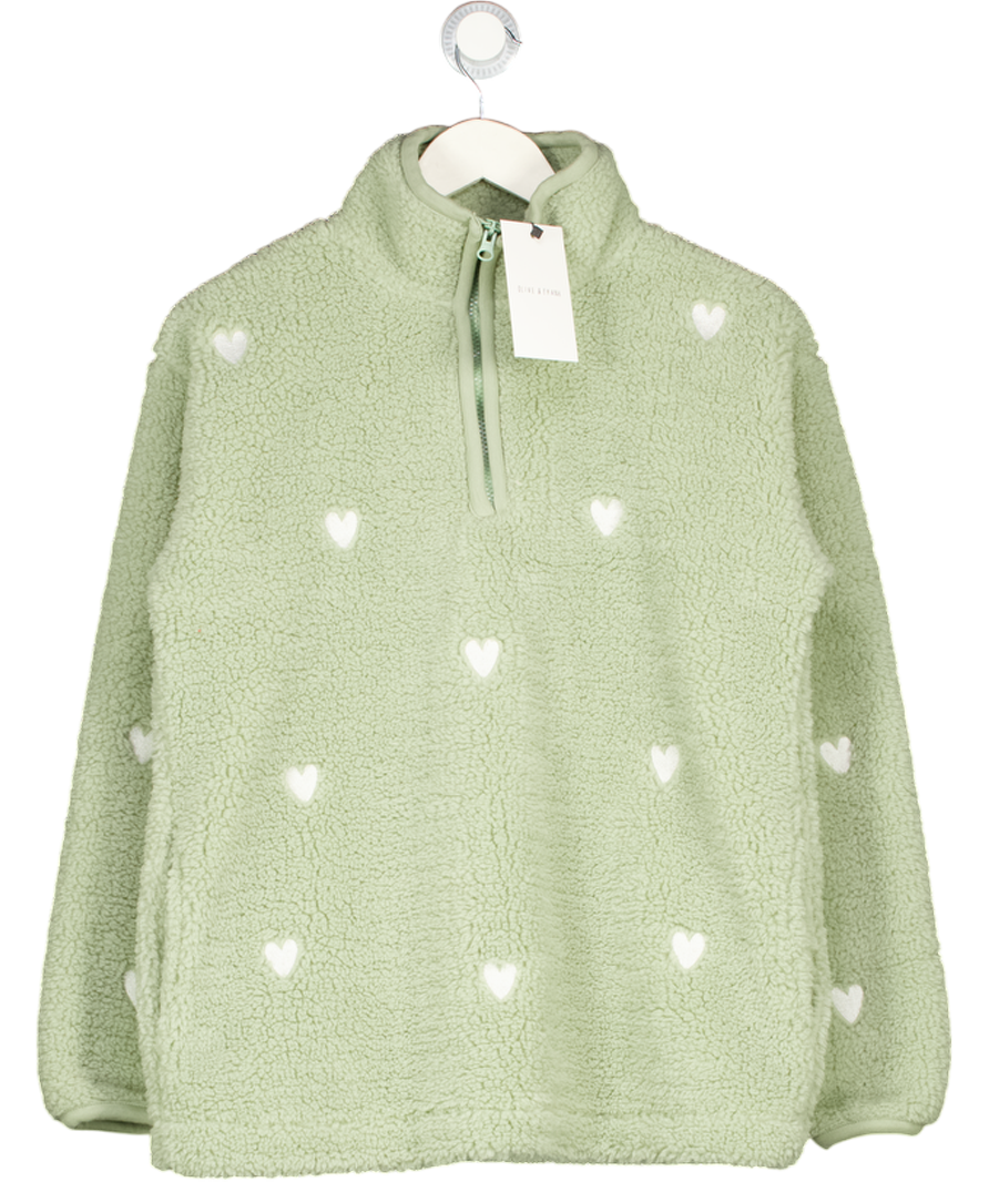 Oak + Fort Green Heart Embroidered Borg Fleece UK S