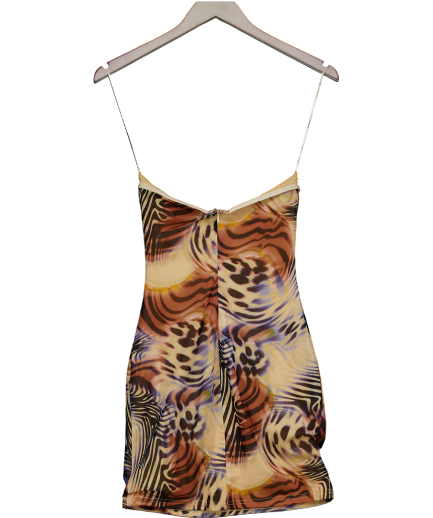 outcast Brown Cheeta Mini Strapless Dress UK M