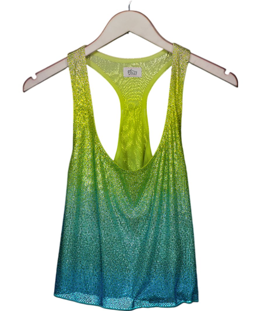 Oh Polly Aine Embellished Racerback Top In Blue Yellow Ombré UK 8