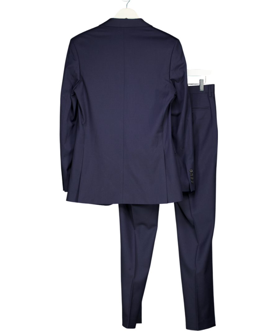M&S Blue Slim Fit Stretch Suit Jacket (36") And Trousers W30
