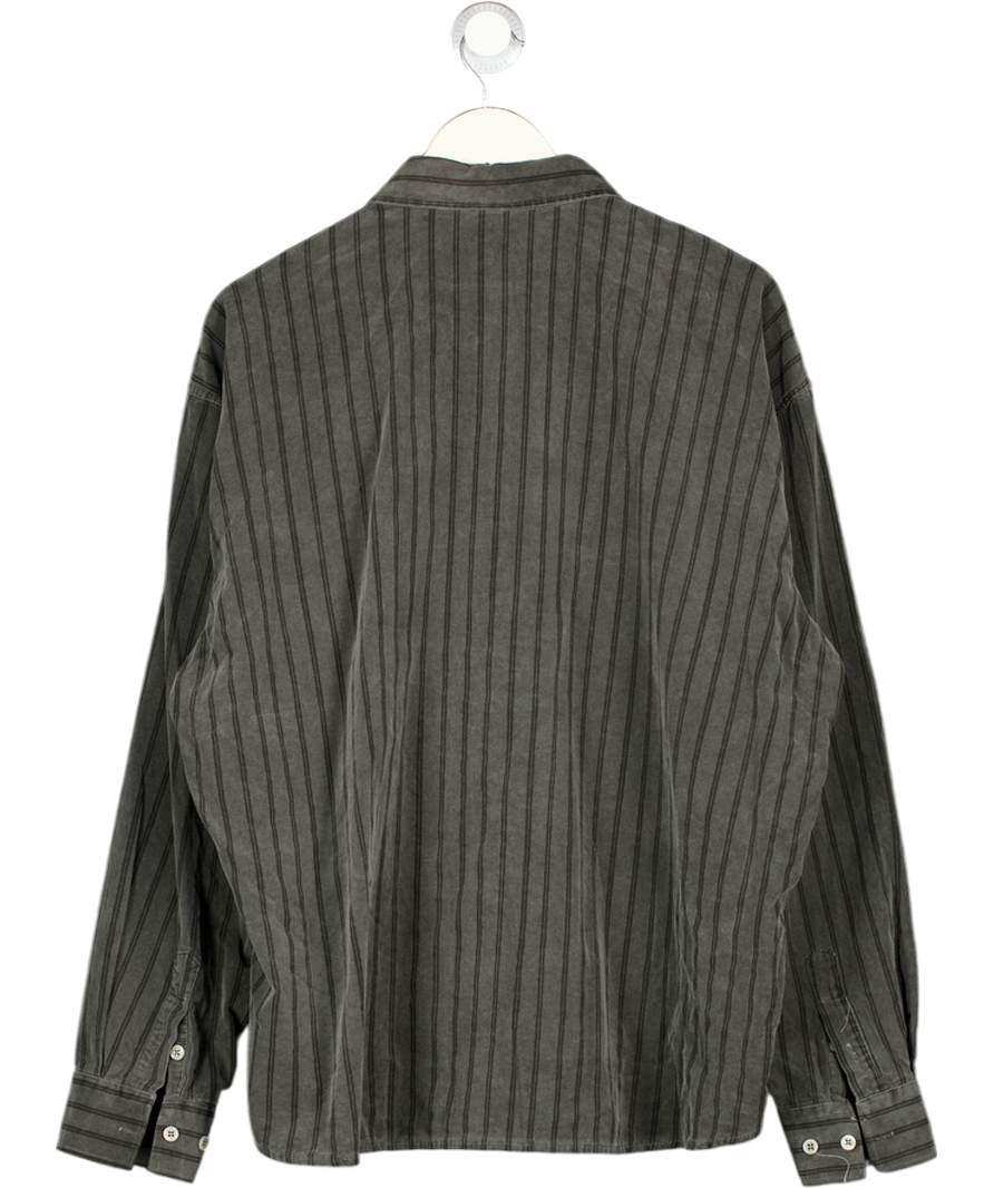 WIT & WONDER Dark Grey Striped Corduroy Shirt UK M