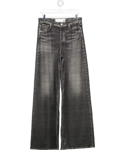 Rag & Bone Black Wash Soft Cotton Denim Look Wide Leg Trousers W27