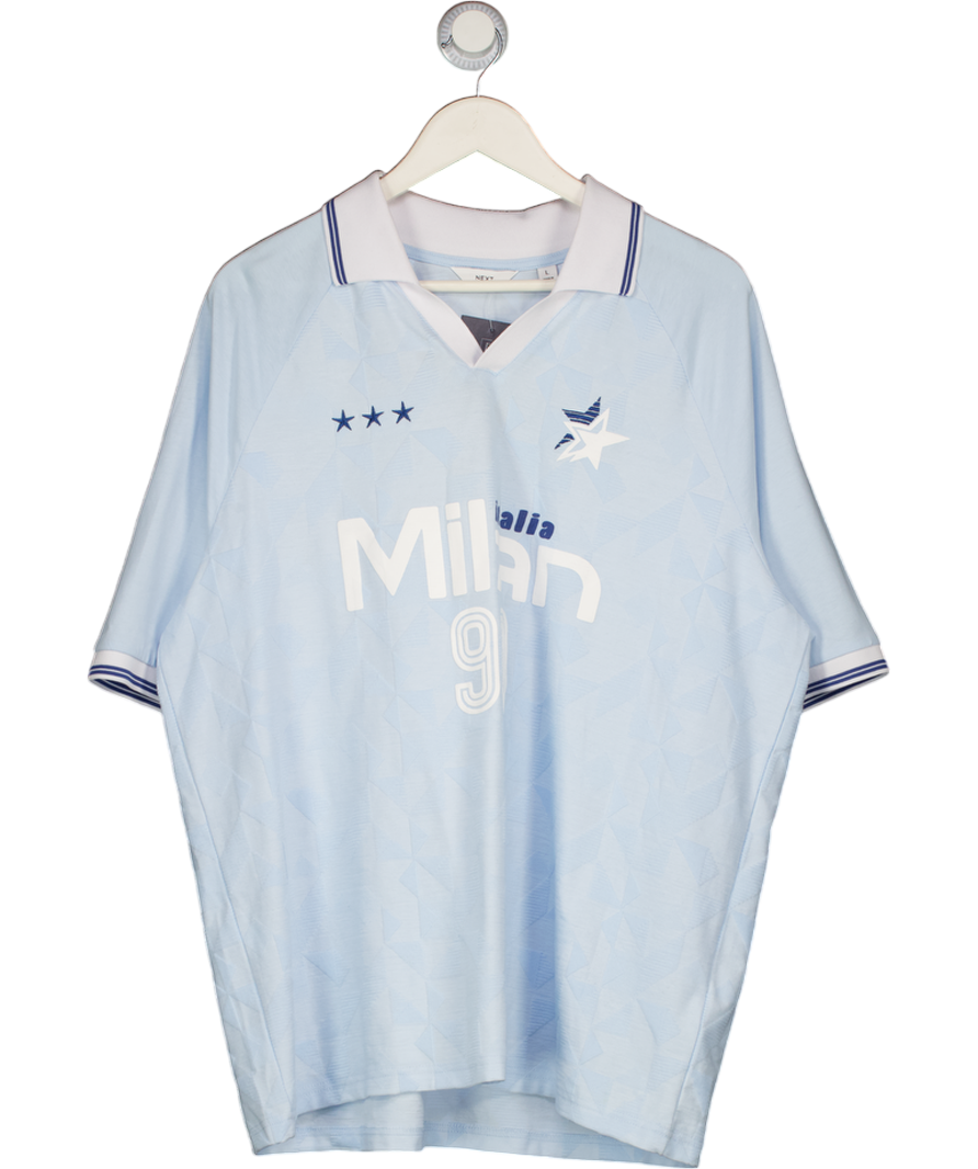 Next Blue Graphic Football Polo Shirt UK L