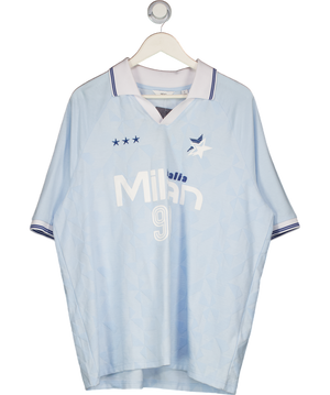 Next Blue Graphic Football Polo Shirt UK L
