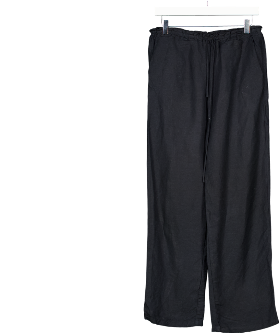 Lioness Black Linen Wide Leg Pants UK XS