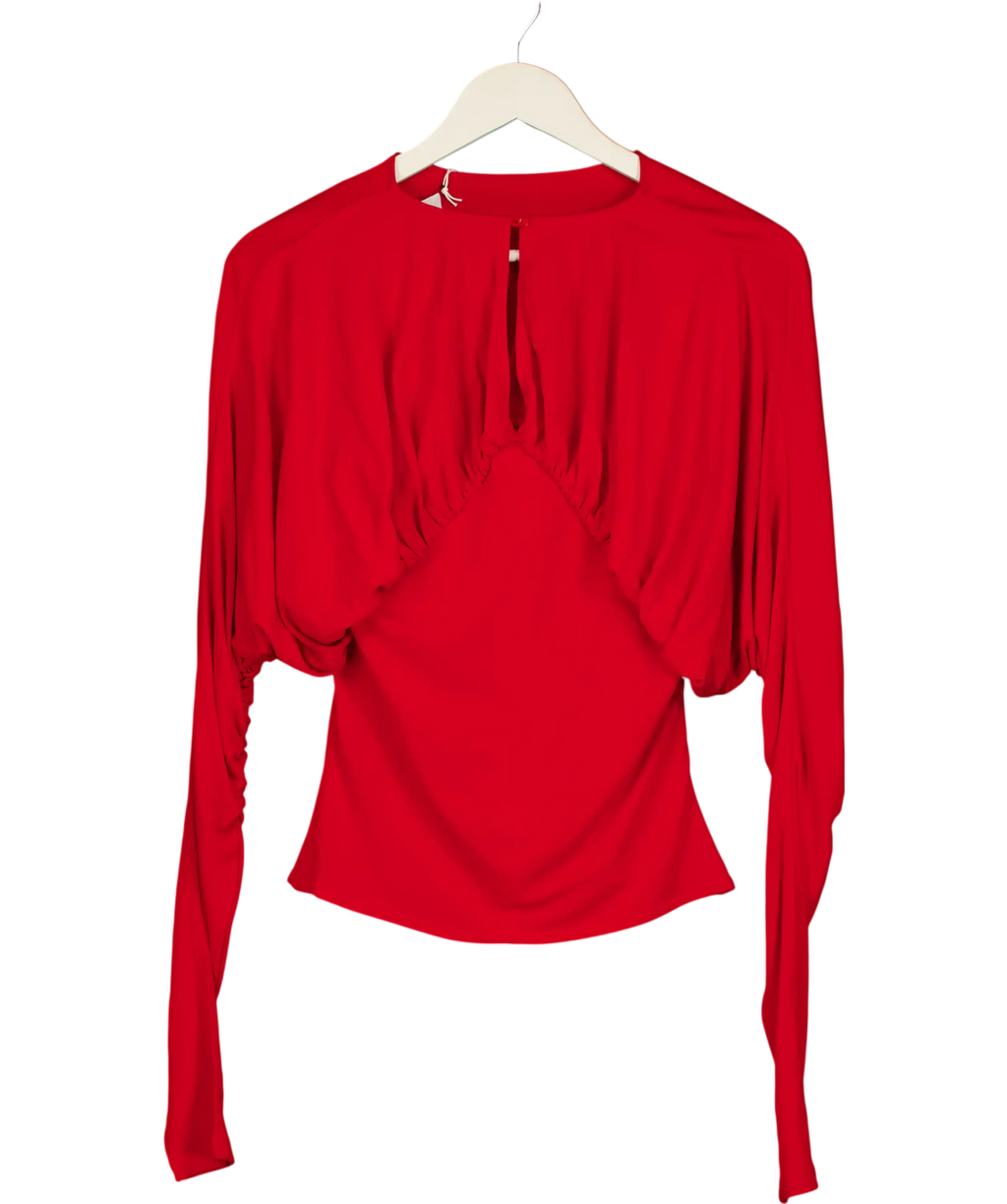 16ARLINGTON Red Anve Gathered Jersey Top UK 8