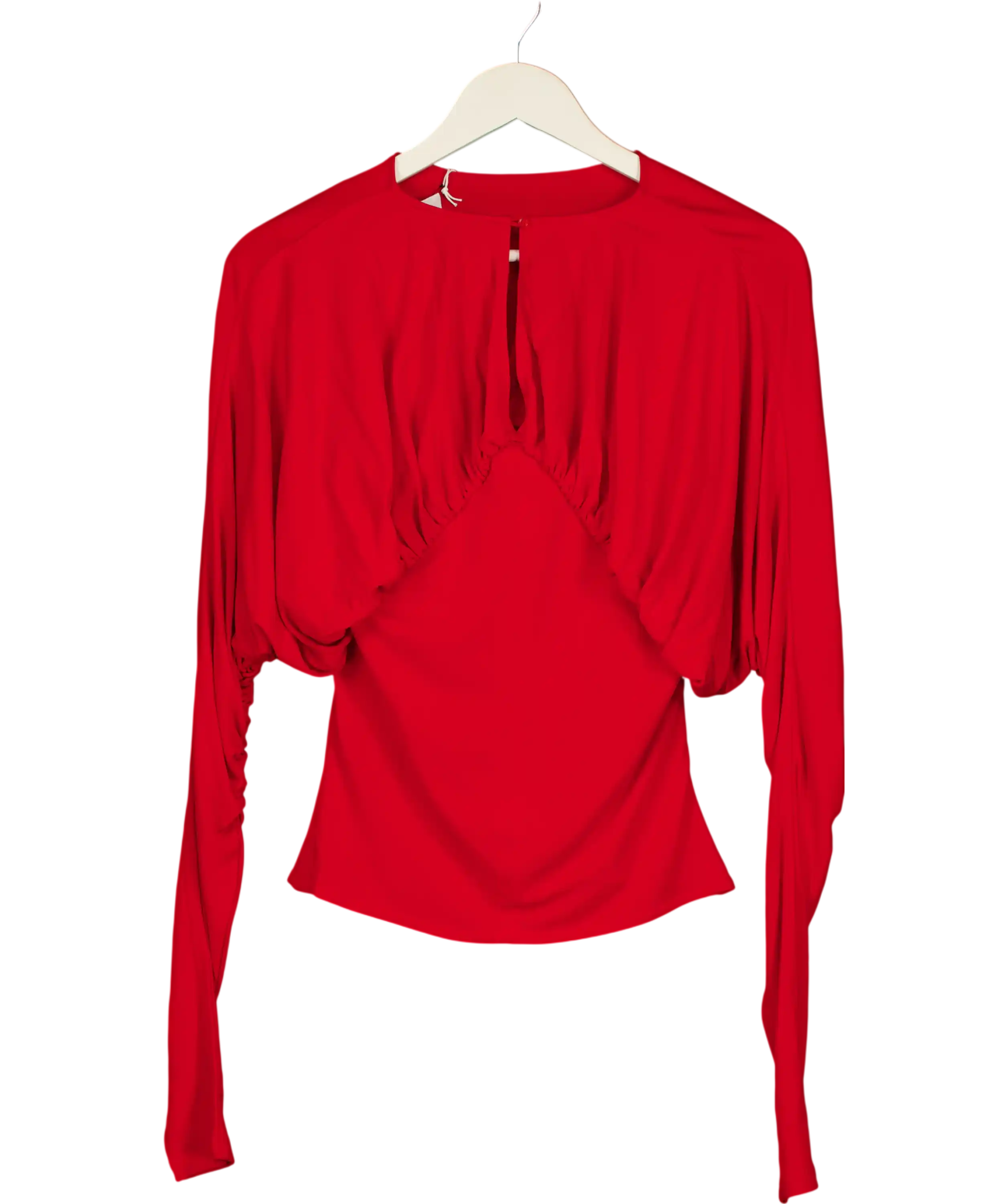 16ARLINGTON Red Anve Gathered Jersey Top UK 8