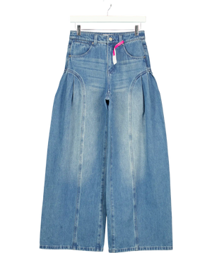 FABRIQUE Blue X Adriano Goldschmied Manon Seams Soft Barrel Leg Jeans In Cotton Denim UK XS