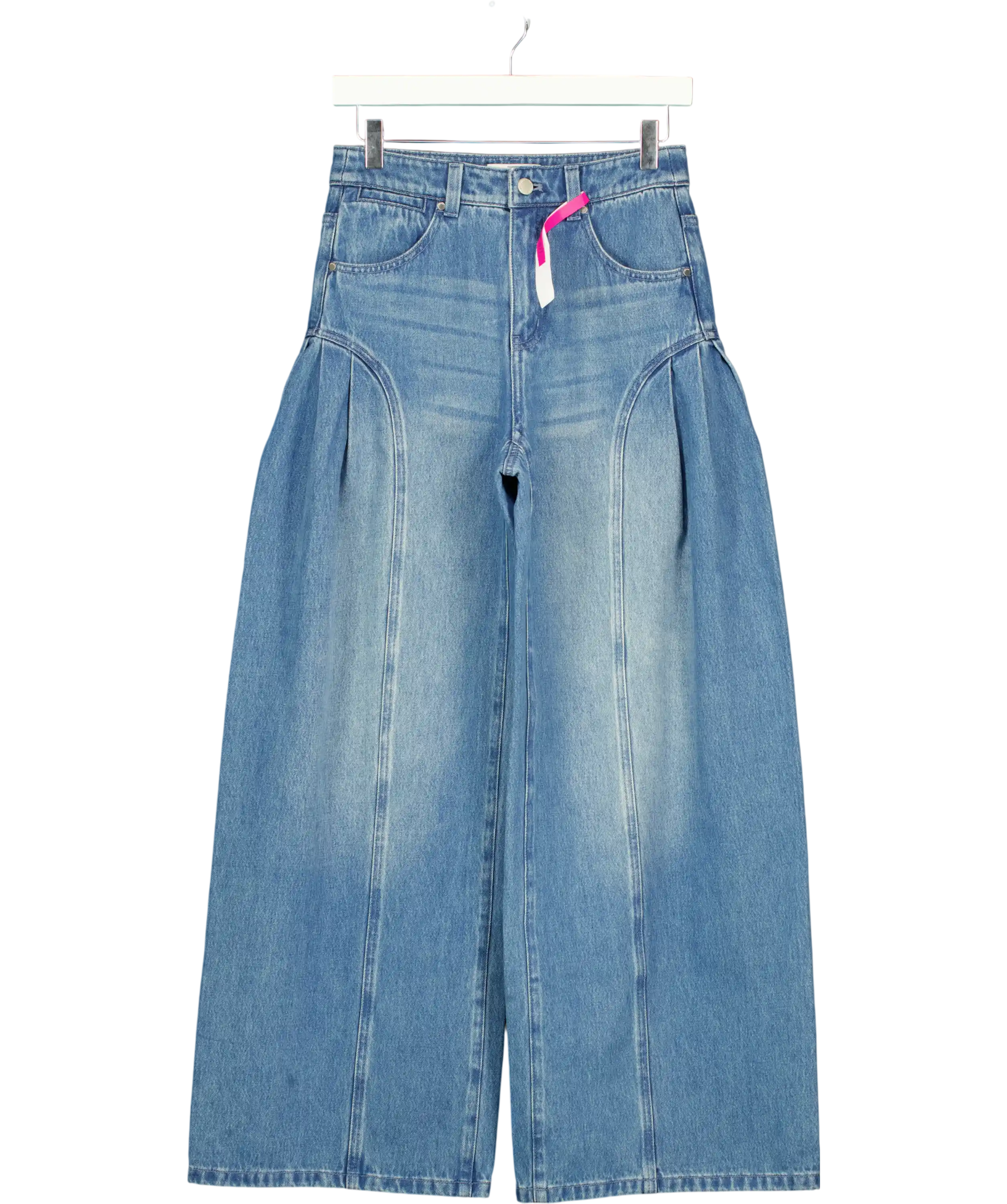 FABRIQUE Blue X Adriano Goldschmied Manon Seams Soft Barrel Leg Jeans In Cotton Denim UK XS