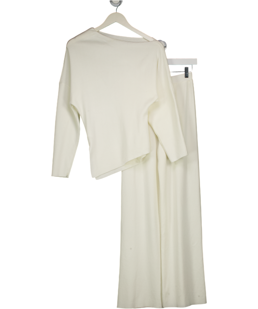 COMMENSE Cream 2-piece Knitted Loungewear Set UK XS