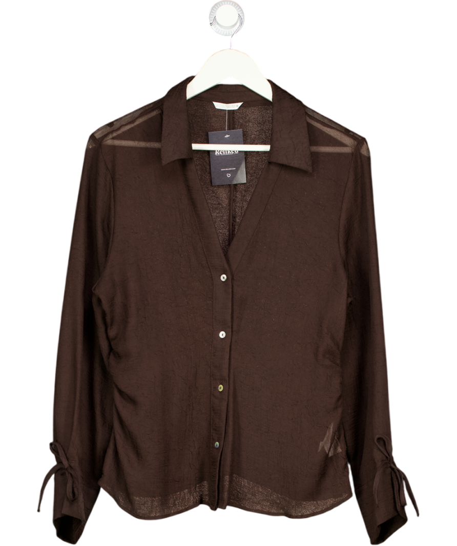 ZARA Brown Sheer Riched Side Shirt UK L