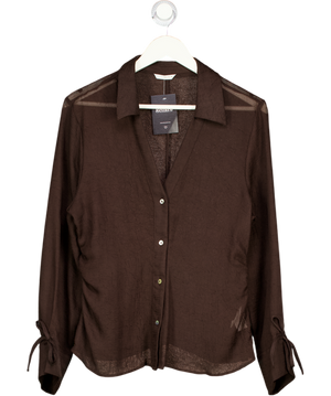 ZARA Brown Sheer Ruched Side Shirt UK L