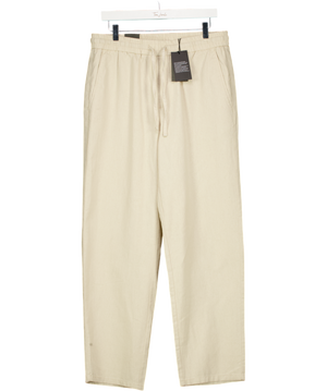 ONLY & SONS Beige Drawstring Casualcotton / Linen Blend  Trousers UK L