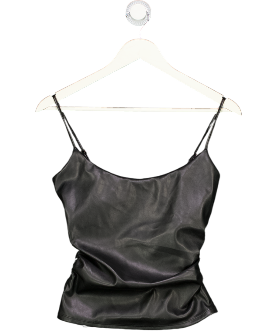 WHITE FOX Black Faux Leather Cami Top UK S