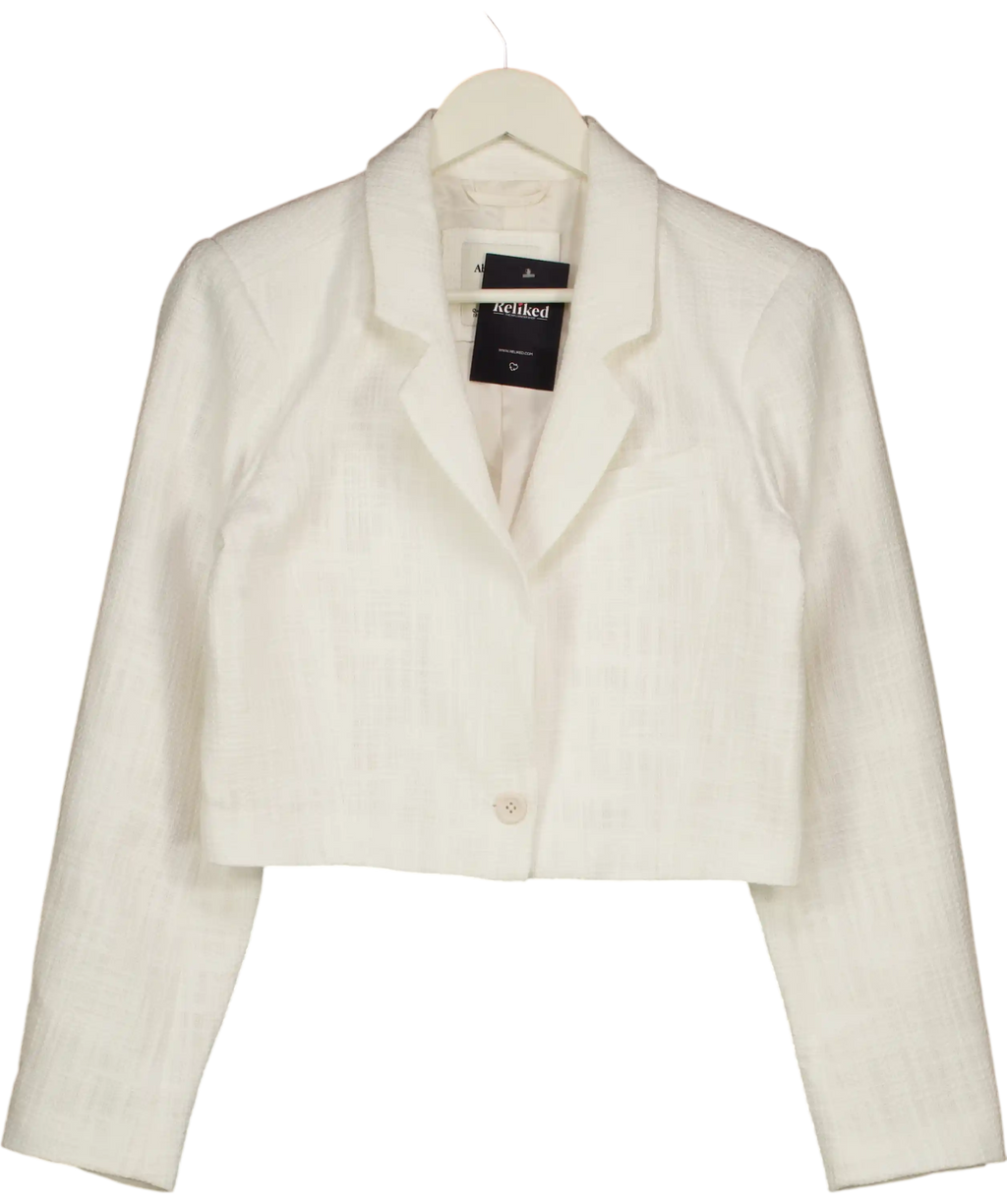 Abercrombie & Fitch Cream Crop Tweed Blazer UK S