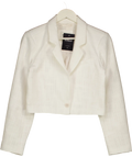 Abercrombie & Fitch Cream Crop Tweed Blazer UK S