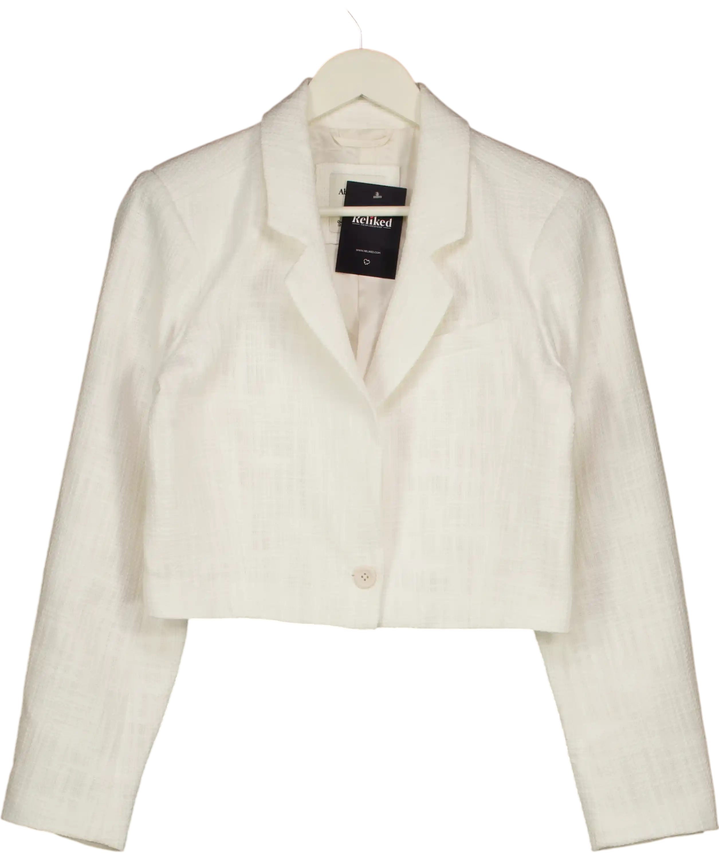 Abercrombie & Fitch Cream Crop Tweed Blazer UK S