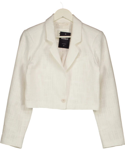 Abercrombie & Fitch Cream Crop Tweed Blazer UK S