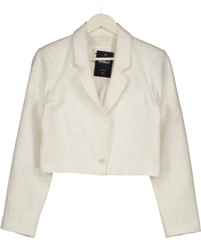 Abercrombie & Fitch Cream Crop Tweed Blazer UK S