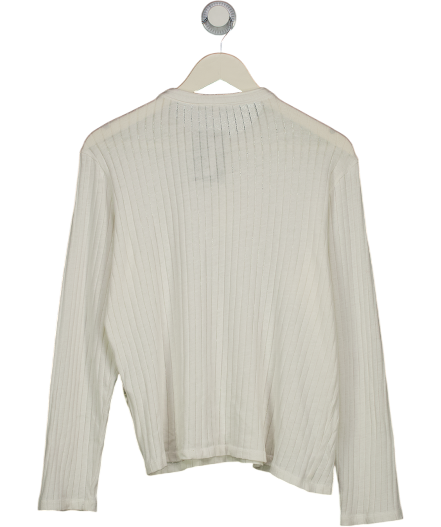 George Best White Classic Long Sleeved Henley Top UK S
