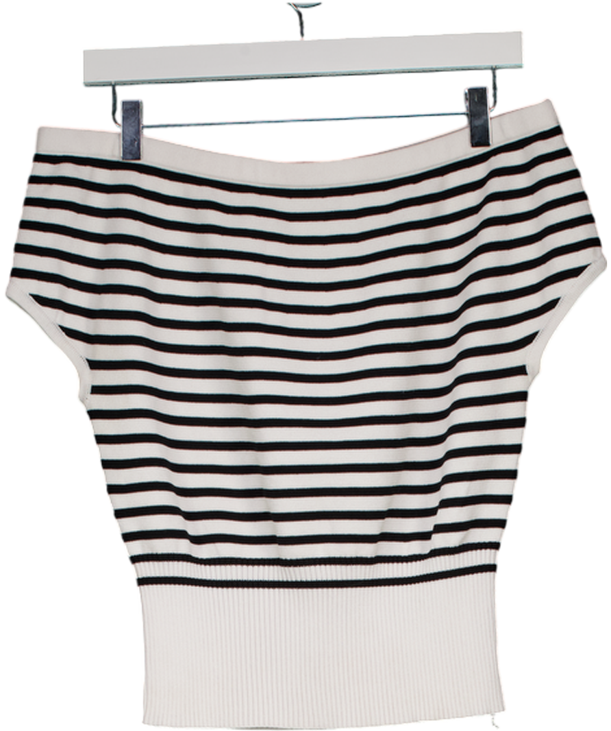 White Fox White Sweet Dreams Off Shoulder Top White/black Stripe UK M