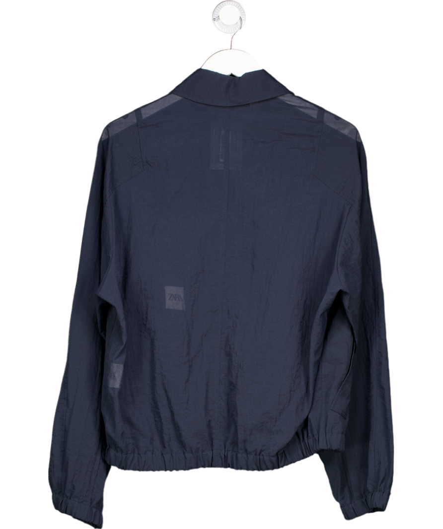 ZARA Blue Sheer Textured Zip Jacket UK M