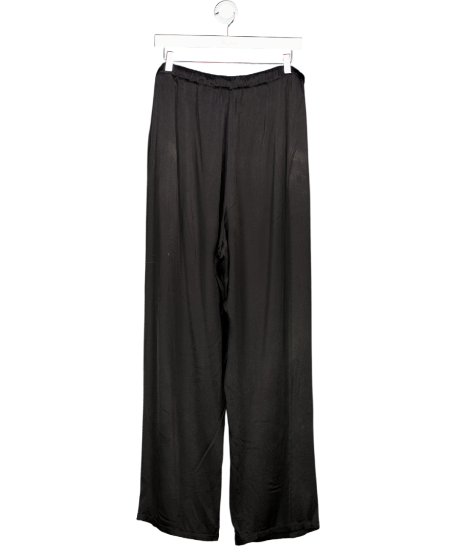 ghost Black Satin Drawstring Wide Leg Trousers UK XXL