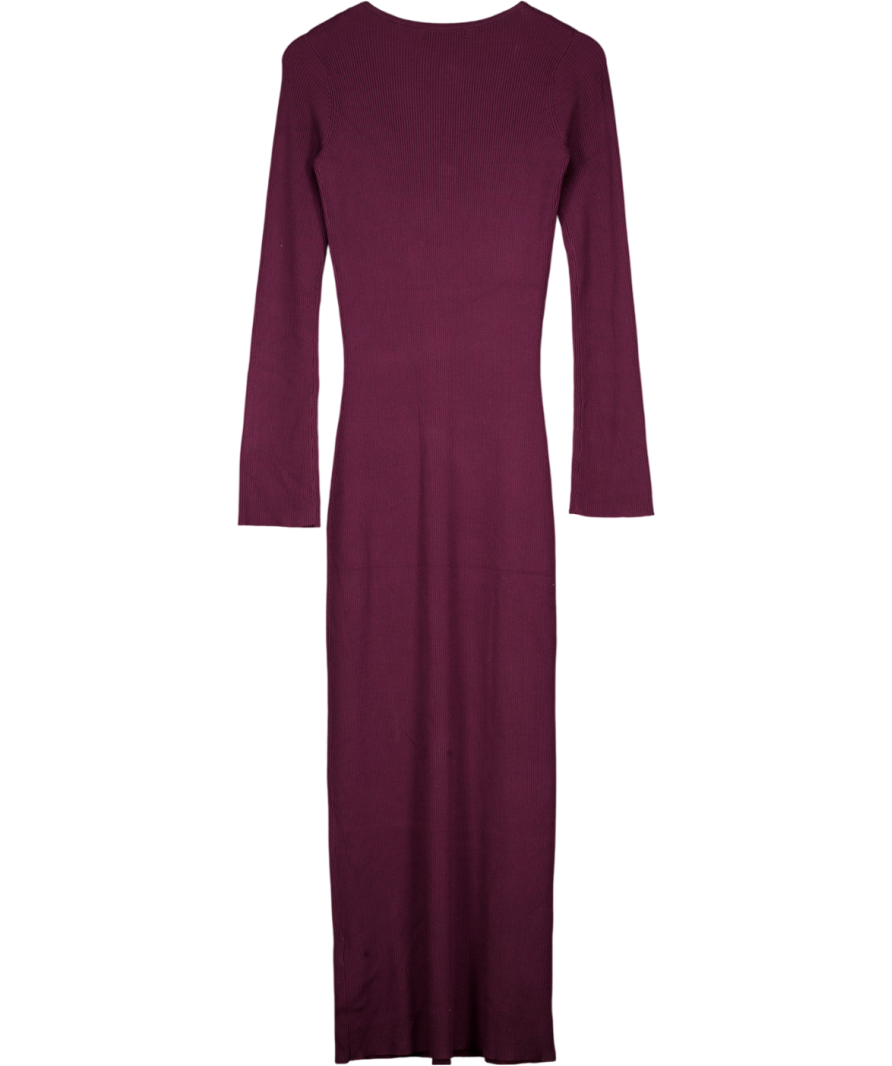 4th & Reckless Burgundy Red Rita Ribbed Knitted Long Sleeve Maxi Dress UK 10