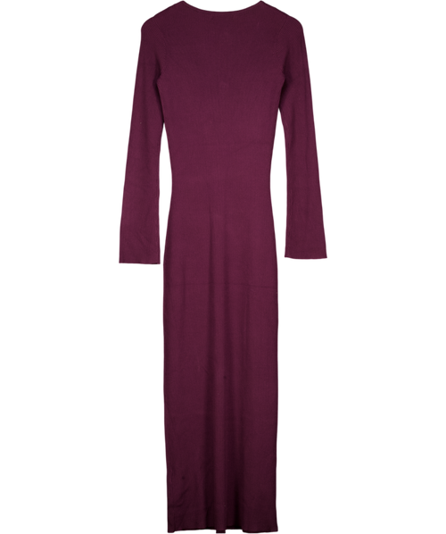 4th & Reckless Burgundy Red Rita Ribbed Knitted Long Sleeve Maxi Dress UK 10